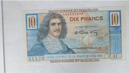 Billet Non Daté Caisse Centrale De La France D'outre-Mer, 10 Francs Colbert, Surcharge St Pierre Et Miquelon - Neuf - Other & Unclassified