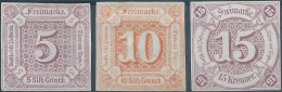 Germany-Deutschland,Thurn Und Taxis,1859 -1861 Colored Print On White Paper,5Sgr - 10Sgr + 15Kr, Imperforated ,Mint - Nuovi