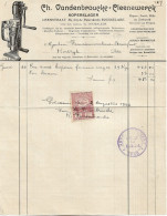 Facture 1921 Vandenbroucke = Cleenwerck KOPERSLAGER ROUSSELARE (ROESELARE) > Kortrijk + TP Fiscal - Ambachten