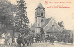 CPA 91 LONGJUMEAU / ABSIDE DE L'EGLISE ET GROUPE D'ELEVES / ENFANTS - Longjumeau