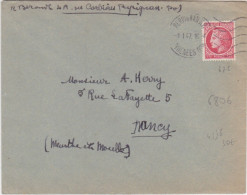 F Lettre Obl. Flier Perpignan RP Le 1 I 47 (seul Jour Du Tarif) Sur N° 676 (1f Mazelin) Pour Nancy (tolérée, Non Taxée) - 1945-47 Cérès De Mazelin