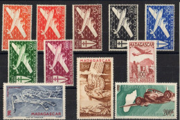 MADAGASCAR: SERIE COMPLETE DE 11 TIMBRES P.A. N°55/64A NEUF** MNH - Posta Aerea