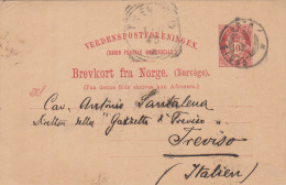 PS006 - 1897 OLD POSTAL STATIONERY NORWAY TO ITALY RARE DESTINATION INTERESTING TEXT - Lettres & Documents