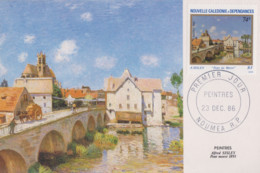 Carte Maximum  1er  Jour   NOUVELLE  CALEDONIE   Oeuvre  D' Alfred  SISLEY   1986 - Maximum Cards