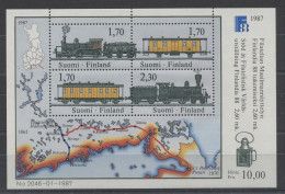 Finland - 1987 Mail Carriage By Rail Block MNH__(TH-9285) - Blocks & Sheetlets