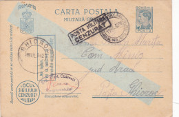 Romania, 1942, WWII Military Censored Stationery POSTACRD GHIOROC POSTMARK,OPM180 - World War 2 Letters