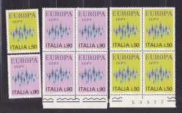 1972 Italia Italy Repubblica EUROPA CEPT EUROPE 5 Serie Di 2v.: Quartina +1 MNH** Bl.4+1 Aurora Boreale, Northern Light - 1972