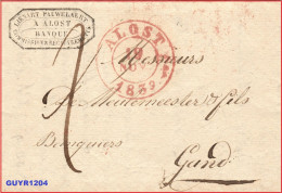 BRIEF PREFILATELIE VERSTUURD 19 NOVEMBER 1839 VAN AALST NAAR GENT (MET TEKST) - - Historical Documents