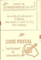 CARNET 2102-C 7a Sabine De Gandon "CODE POSTAL" Fermé Parfait état Bas Prix RARE - Modern : 1959-…