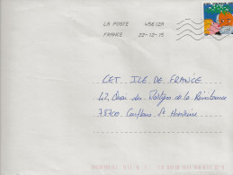Timbre Seul Sur Lettre N°A1201, Bonne Année (oblitération Du 22/12/2015) - Lettres & Documents