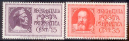 ITALIA REGNO 1933, POSTA PNEUMATICA DANTE E GALILEO MLH - Pneumatische Post