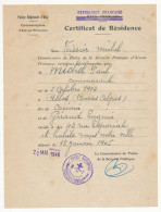 AIX-EN-PROVENCE - Certificat De Résidence 22 Mai 1946 - "Etat Français" Barré - Cachet Adm. Croix De Lorraine - Historical Documents