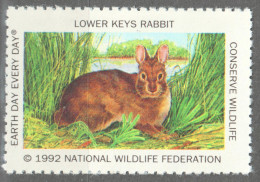 Lower Keys RABBIT - National Wildlife Federation NWF - 1992 USA - LABEL VIGNETTE CINDERELLA - Conejos