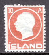 Iceland - Scott #93 - MH - Perf Toning At Top - SCV $37.50 - Neufs