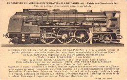 FRANCE - 75 - PARIS - Exposition De 1937 - Palais Des Chemins De Fer - Locomotive Hyper PACIFIC - Carte Postale Ancienne - Exposiciones