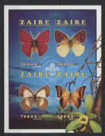 Zaire - 1996 Butterflies Kleinbogen IMPERFORATE MNH__(TH-22764) - Unused Stamps