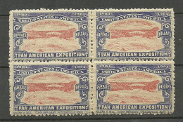 USA 1901 Pan American Exposition 1901 Buffalo & Niagara Advertising Poster Stamp Reklamemarke As 4-block MNH - Unused Stamps