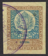 Hungary 1924 - PASSPORT Revenue Tax Stamp CUT - 2000 K Inflation - Fiscales