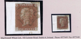 GB 1841 1d Red Plate 13 OC Used On Piece Tied By Light Maltese Cross In Black, Crease - Briefe U. Dokumente