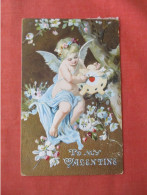 Angel To My Valentine  Embossed.          Paper Residue On Back Border   Ref 5967 - Saint-Valentin