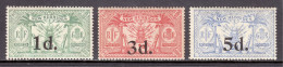 New Hebrides (EN) - Scott #38-40 - MH - Toning - SCV $17.50 - Unused Stamps