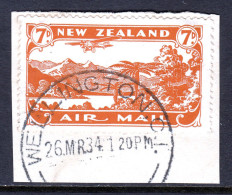 NEW ZEALAND — SCOTT C3 (SG 550) — 1931 7d AIRMAIL — USED ON PIECE — SCV $27.50 - Corréo Aéreo