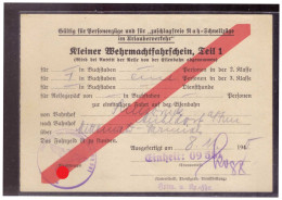 Dt- Reich (020269) Kleiner Wehrmachtsfahrschein Teil 1 Nach Mühldorf Am 8.11.1940 - Documents