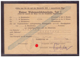 Dt- Reich (020272) Kleiner Wehrmachtsfahrschein Teil 1 Von Roubaix Nach Nürnberg Vom 4.11.1943 - Documents