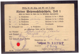 Dt- Reich (020277) Kleiner Wehrmachtsfahrschein Teil 1 Vom 11.5.1942 - Documents