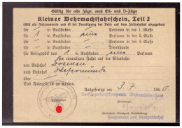 Dt- Reich (020278) Kleiner Wehrmachtsfahrschein Teil 2 Seefliegerhorstkompanie Wesermünde- Nord Vom 3.7.1940 - Documents