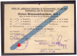 Dt- Reich (020283) Kleiner Wehrmachtsfahrschein Teil 1 Einheit 09581 Vom 8.11.1940 - Documents