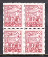 Poland - Scott #C27 - Blk/4 - MLH - DG, Crease On 2 Left Stamps - SCV $15 - Nuovi
