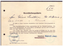 Dt- Reich (020295) Bereitstellungsschein Wehrmeldeamt Neumarkt (Oberpf) Vom 6.6.1944 - Documents