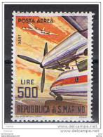 SAN  MARINO:  1965  P.A.  AEREO  MODERNO  -  £. 500  POLICROMO  N. -  SASS. 149 - Posta Aerea