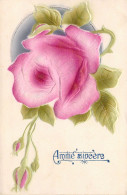 FLEUR - Rose Tombante En Relief - Amitié Sincère - Carte Postale Ancienne - Fleurs