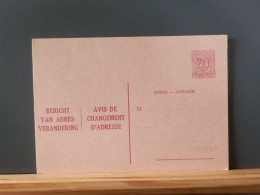 97/323A  CP   BELGE  XX  20C - Avis Changement Adresse