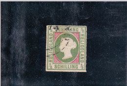 FAUX / VICTORIA / 1/2 S VERT ET CARMIN / OBLITéRé / N° 1  TYPE I YVERT ET TELLIER / 1867 - Heligoland (1867-1890)