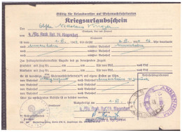 Dt- Reich (020304) Kriegsurlaubschein 4./FLG Ausb.Rgt 14, Klagenfurt Vom 1.11.1940 - Documents