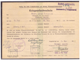 Dt- Reich (020311) Kriegsurlaubschein FPNR L 04936 Vom 1.5.1942 - Documents