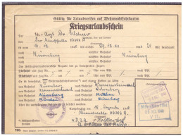 Dt- Reich (020315) Kriegsurlaubschein Dienststelle 06346A Vom 15.12.1940 - Documents