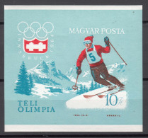 Hungary 1964 Winter Olympic Games Mi#Block 40 B Imperforated Mint Never Hinged - Unused Stamps