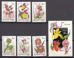 Hungary 1987 Flowers Mi#3922-3927 B + Block 192 B - Imperforated, Mint Never Hinged - Unused Stamps