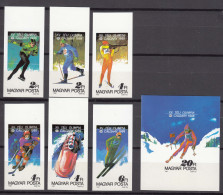 Hungary 1987 Winter Olympic Games Mi#3929-3934 B + Block 193 B - Imperforated, Mint Never Hinged - Neufs