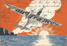 AIR FRANCE Chili CHILE CPNA Tarjeta Aeropostal 15A Carte Postale Nouvel An Voeux 1934 Muchas Felicidades - Covers & Documents