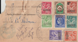 1950 - ALGERIE - RARE ET SPECTACULAIRE AFFR. IRIS / MAZELIN SURCHARGES / ARMOIRIES Sur AVIS DE RECEPTION !! De BONE - Lettres & Documents