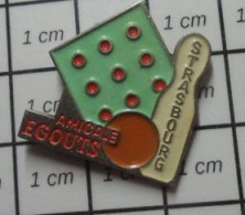 1516b Pin's Pins / Beau Et Rare / THEME : SPORTS /  CLUB DE QUILLES ? AMICALE EGOUTS STRASBOURG - Bowling