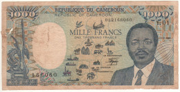 CAMEROON  1'000 Fr P25a  (dated 1.1.1985  Incomplete Map, President Paul Biya +Elephant, Wildlife, Carving  At Back) - Cameroon