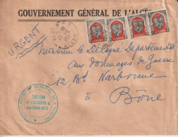 1952 - GOUVERNEMENT GENERAL De L'ALGERIE - ENVELOPPE TARIF "URGENT" (EXPRES) ! De La DIRECTION INTERIEUR Et BEAUX-ARTS - Brieven En Documenten