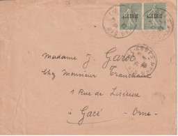 1925 - ALGERIE - SEMEUSE SURCHARGE ! ENVELOPPE De SIDI-BEL-ABBES => GACE (ORNE) - Brieven En Documenten