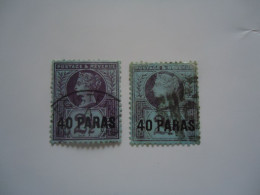 GREAT BRITAIN   USED   LEVANT  TURKEY  2  VICTORIA  DIFFERENT COLOURS - Levante Británica